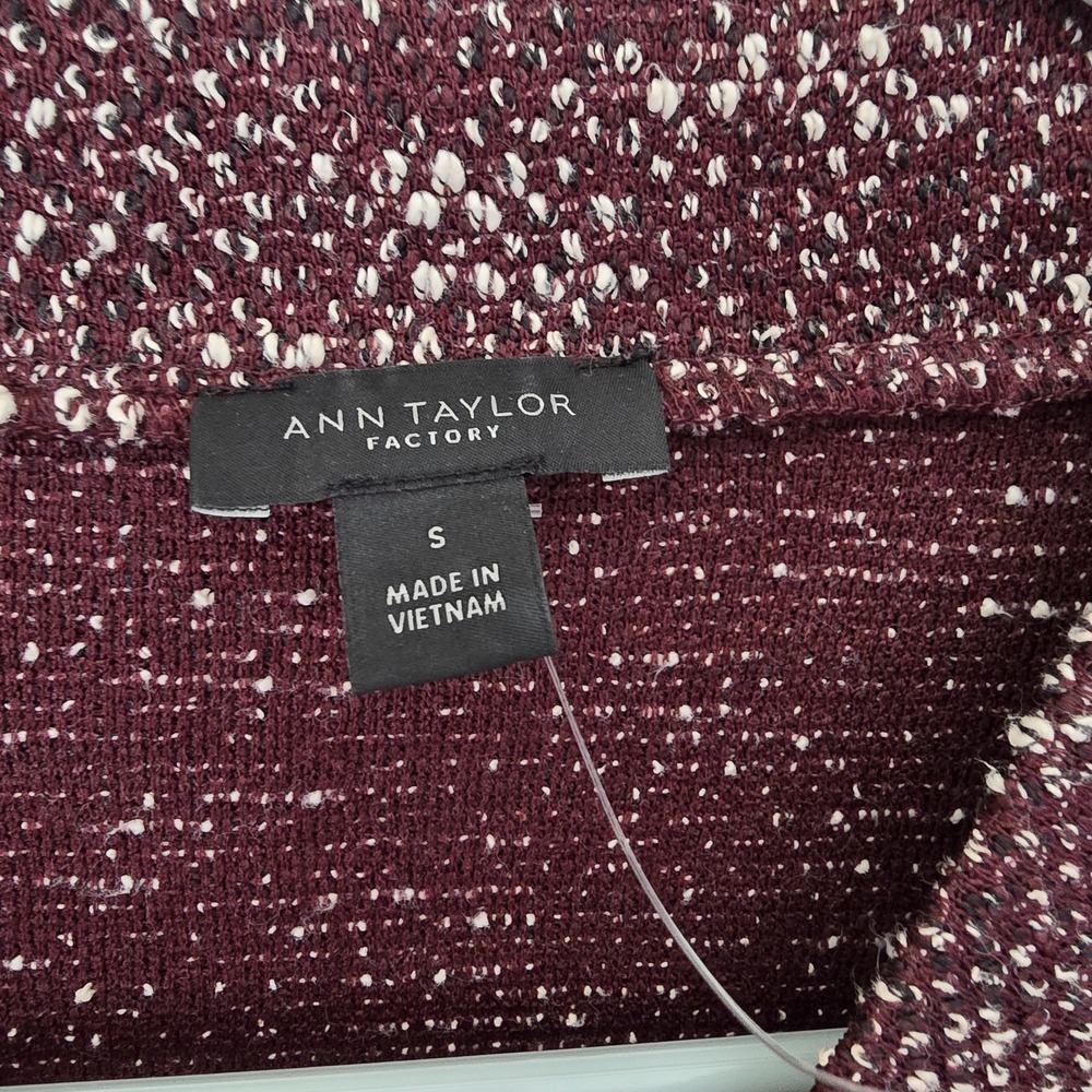 Ann Taylor Factory Women's Small Marled Knit Top 3/4 Sleeve Wine‎ Cotton Blend - Picture 2 of 5